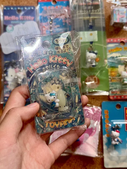 在挖煤姬蹲到超多心仪的Hello Kitty地域限定挂件！每一只品相都超出预期。走EMS物流体验很棒，运输稳定、包裹防护扎实，漂洋过海完好无损到手。平台界面操作简单，切物顺畅，淘中古三丽鸥宝藏平台，持续蹲更多可爱的小Kitty！
