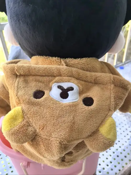 抱着试试看的心态在挖煤上挖了这些的轻松熊着替 适合给M或者L的轻松熊试穿 40厘米的棉花娃娃也行，珊瑚绒材质手感软糯，实物和图片完全一致。帽子上小熊的表情超可爱，背后的缝合线刺绣精致，正面的小纽扣也方便穿脱，整体品相很满意，没有异味  毛绒衫的那件已经给宝宝穿上了 ...