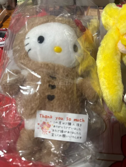姐妹们！！在挖煤姬蹲到的两只绝版玩偶终于平安到家了??
? Hello Kitty 棕色小熊变装款
软fufu的泰迪熊造型Kitty真的萌化了！毛毛手感超级好，经典黄鼻子+蝴蝶结，复古感拉满～卖家还贴了手写感谢小卡片，樱花图案好治愈?
? 美少女战士SuperS 超...