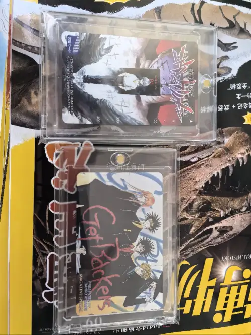哈哈哈  幸运地淘到了灌篮高手樱木花道经典造型的塑封卡，还有幽游白书的金卡以及EVA薰的电话卡 构图太棒了，最后是闪灵二人组的卡。
