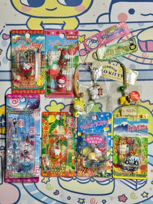 又一次在挖煤姬成功淘到心心念念的Hello Kitty地域限定中古挂件！信州苹果、富士 safari、鸟羽水族馆多款都集齐啦，每一只包装保存得都很完好，品相超出预期。平台操作简单，下单和入库流程清晰，物流包装扎实，中古周边海淘选这里很安心，能挖到很多国内少见的限定款...
