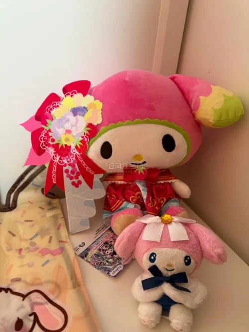 收到超多三丽鸥和文具，糖兔布袋印花清晰，美乐蒂毛绒手感软糯。打包防护到位，没有挤压损伤，顺利挖到喜欢的宝贝，非常满意。