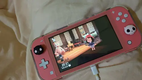 非常好且美味的Switch lite珊瑚粉带人森卡带。买回来都不用等卡带一插就能玩，前任主人保护的非常好，21年的机子还很香香。非常好的樱花妹！